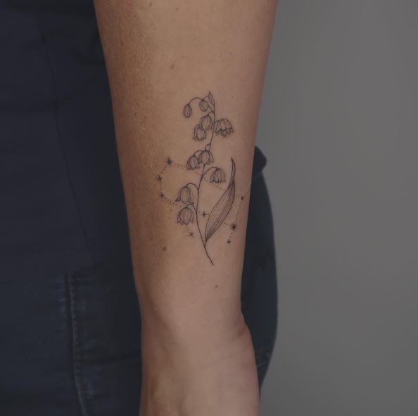 Lily of the Valley and Zodiac Tattoo Piece