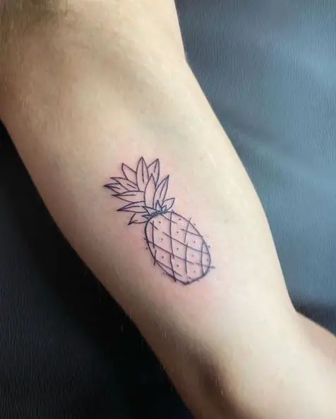 Line Work Tiny Pineapple Tattoo