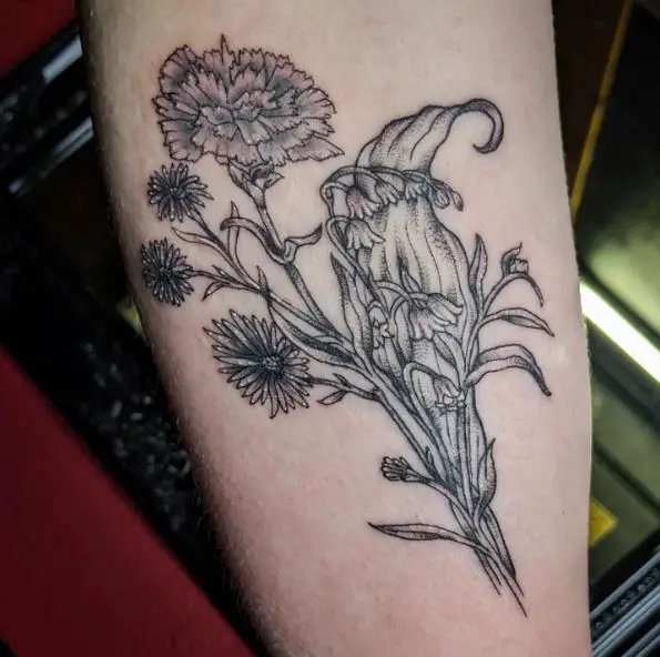 Memorial Flower Bunch Tattoo Piece