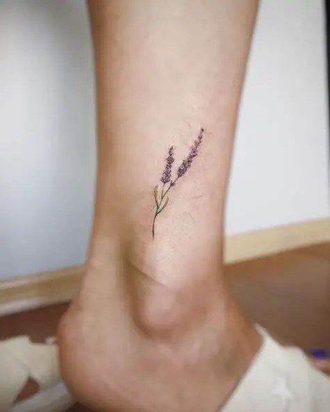 Mini Lavender Ankle Tattoo