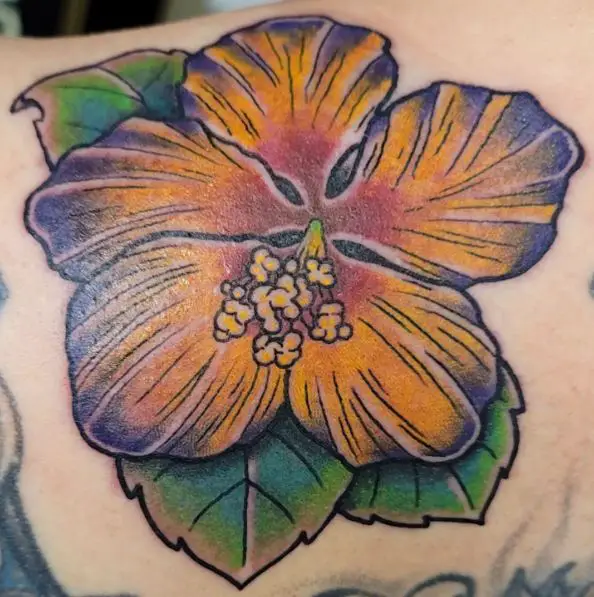 Multicolored Hibiscus Flower Tattoo