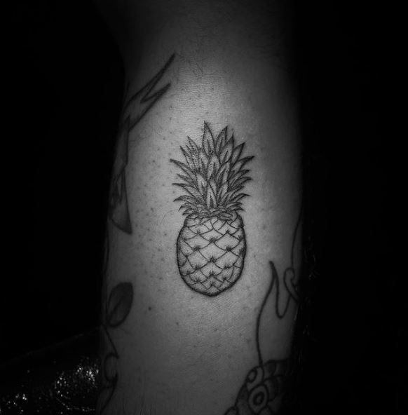 Pencil Sketch Pineapple Tattoo Piece