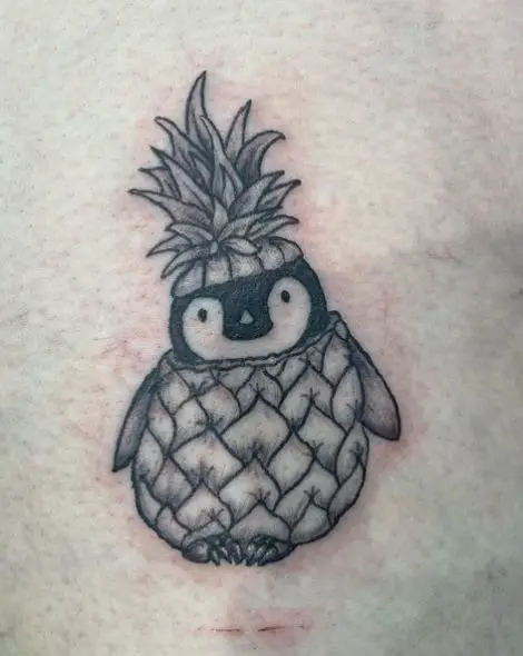 Penguin Dressed As A Pineapple Tattoo