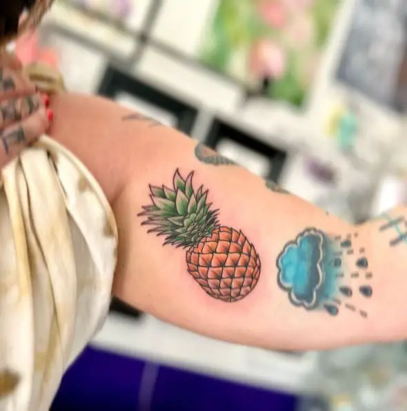 Pineapple Fruit Arm Tattoo Piece