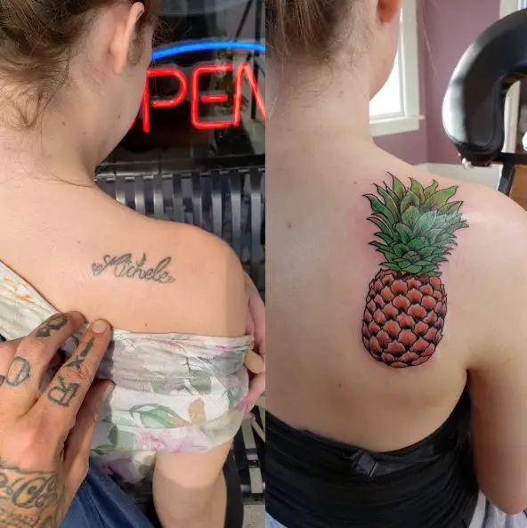 Pineapple Tattoo on Shoulder