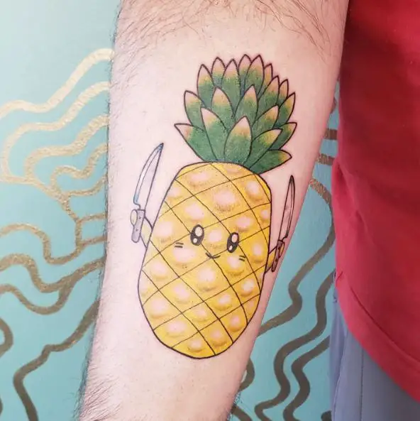 Pineapple with Two Knives Tattoo