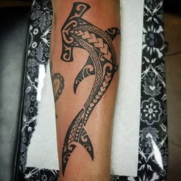 Polynesian Shark Forearm Tattoo