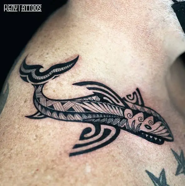 Polynesian Tribal Style Shark Tattoo