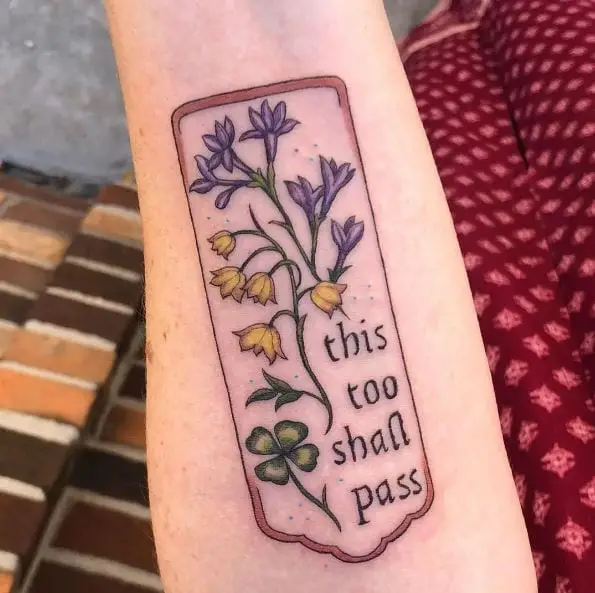 Pressed Flower Bookmark Forearm Tattoo