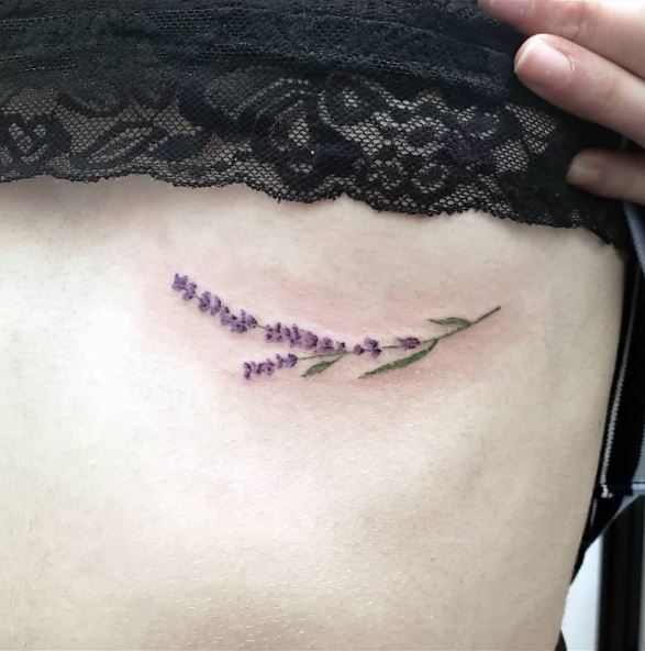 Purple Lavender Floral Tattoo