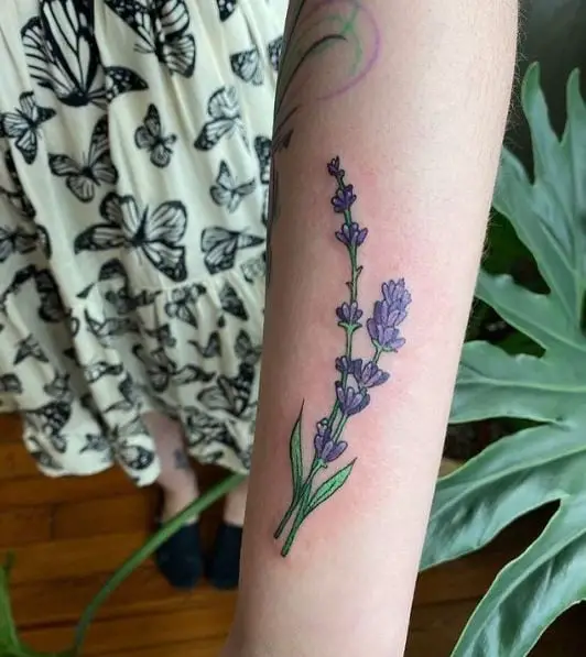 Purple Lavender Forearm Tattoo