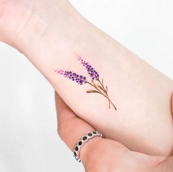 Purple Lavender Wrist Tattoo