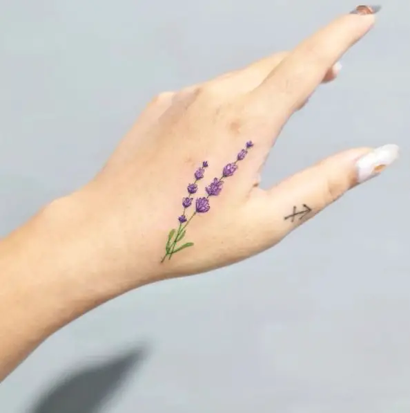 Purple Twin Lavender Tattoo on Hands
