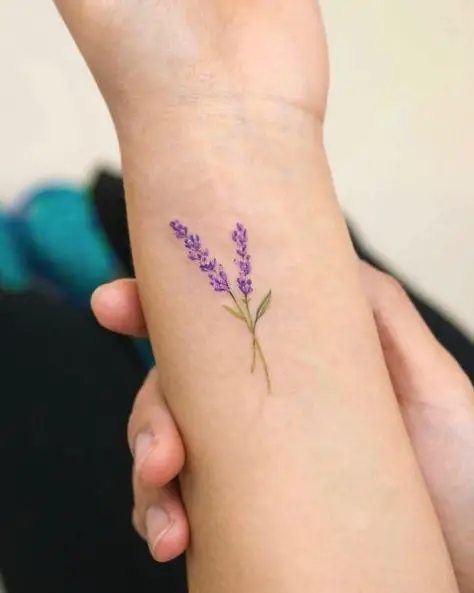 Purple Two Strand Lavender Wrist Tattoo