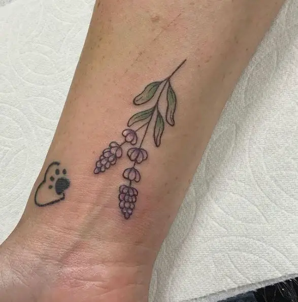Purple and Green Little Lavender Wrist Tattoo