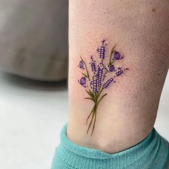 Purple and White Lavender Bunch Tattoo