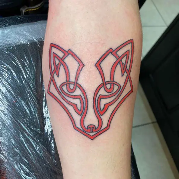 Red Celtic Fox Forearm Tattoo Piece