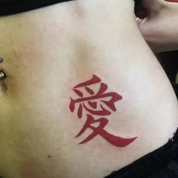Red Gaara Tattoo on Tummy