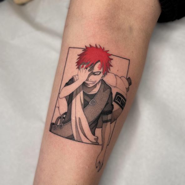 Red Hair Gaara Anime Tattoo