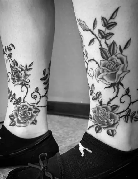 Rose Vine Ankle Cuffs Tattoo
