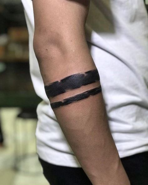 Shaded Black Two Lines Tattoo