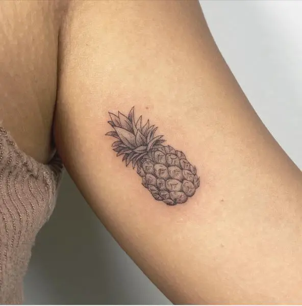 Shaded Pineapple Tattoo For Hands