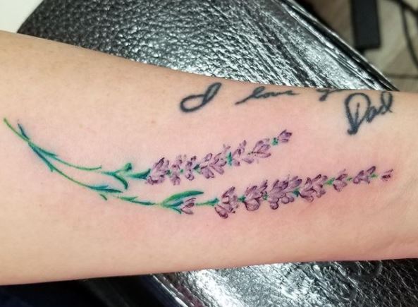 Shaded Purple Lavender Flower Tattoo