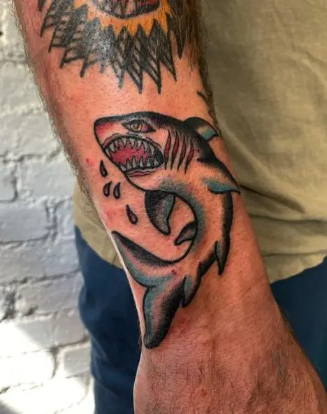 Shark and Water Drops Tattoo Piece