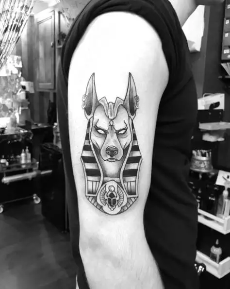 Simple Anubis Tattoo on Arms