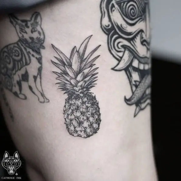 Sketch Style Pineapple Tattoo Piece
