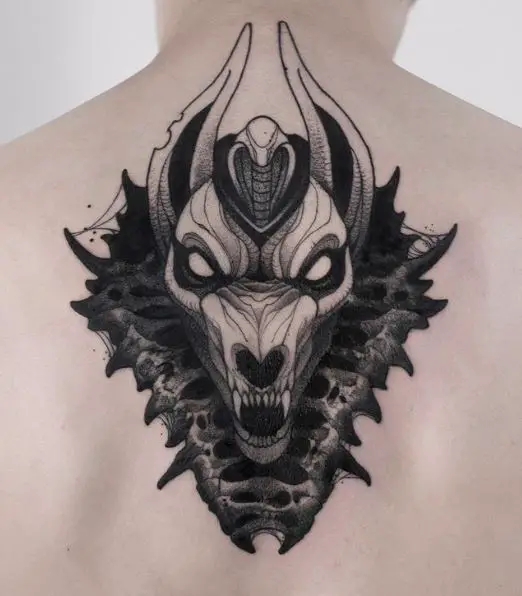 Skull Anubis Tattoo Piece for Back