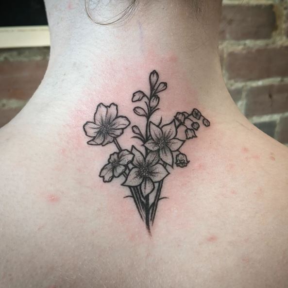 Small Custom Floral Back Tattoo Piece