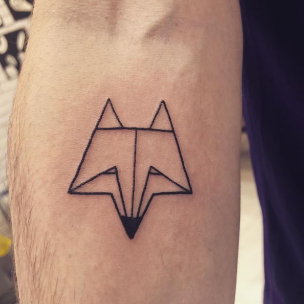 Small Geometric Fox Face Tattoo Piece