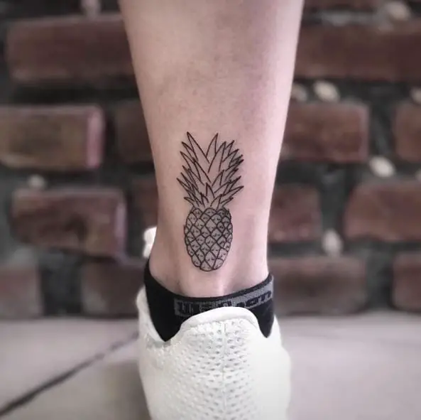 Small Pineapple Tattoo on the Ankle