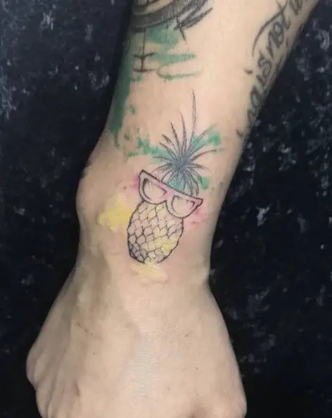 Small Pineapple with Big Glasses Tattoo