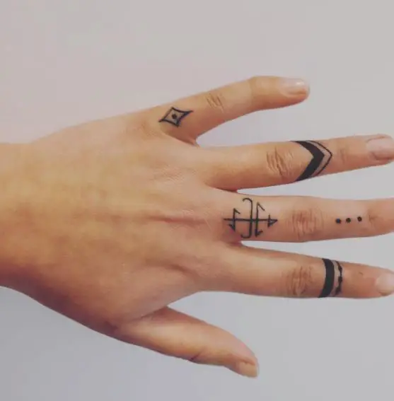 Small Three Black Dots Finger Tattoo