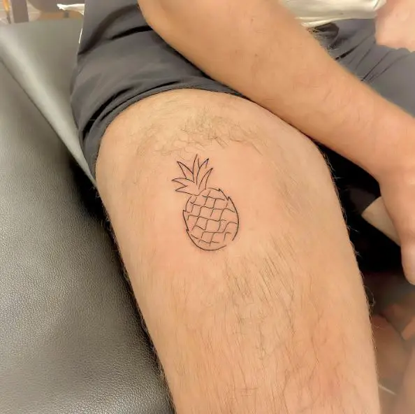 Smallest Pineapple Tattoo on the Thigh