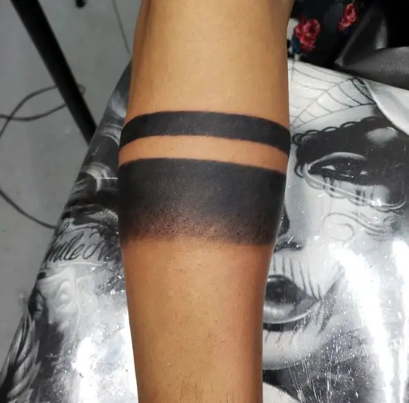 Solid and Shaded Black Two Lines Tattoo
