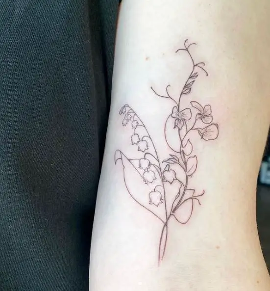 Sweet Pea and Lily of the Valley Tattoo