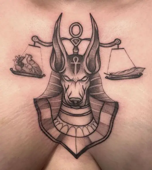 Tattoo of Anubis God With A Scale