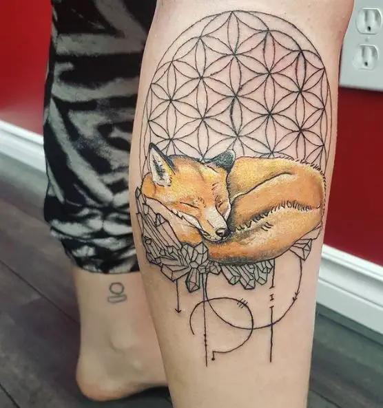 Tattoo of a Fox in a Deep Sleep