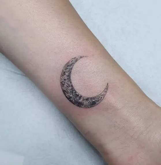 Textured Crescent Moon Tattoo