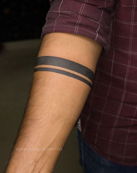 Thick and Thin Bold Black Ink Armband Tattoo