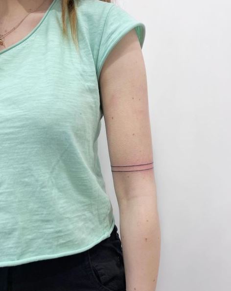 Thin Two Lines Arm Tattoo