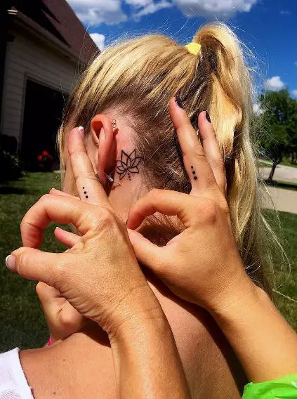 Three Dots Finger Tattoo and Lotus Stem Tattoo