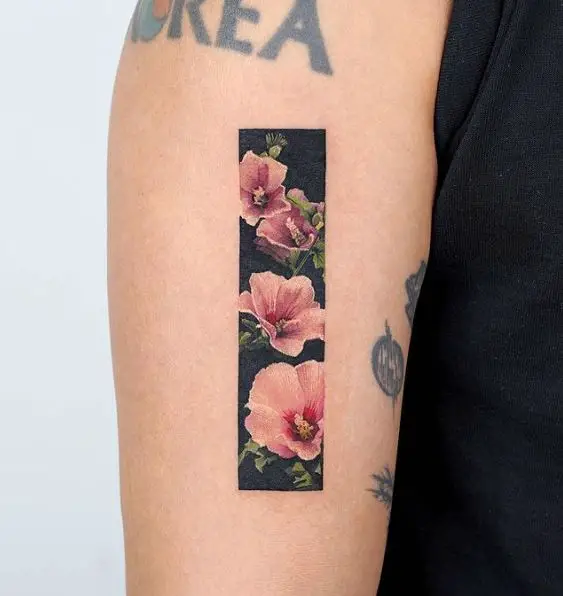 Three Hibiscus Flower Tattoo on a Black Background