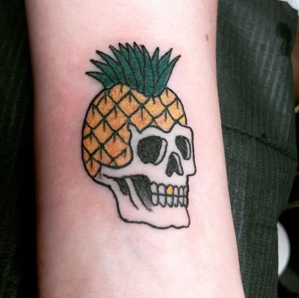 Tiki Skull Pineapple Tattoo