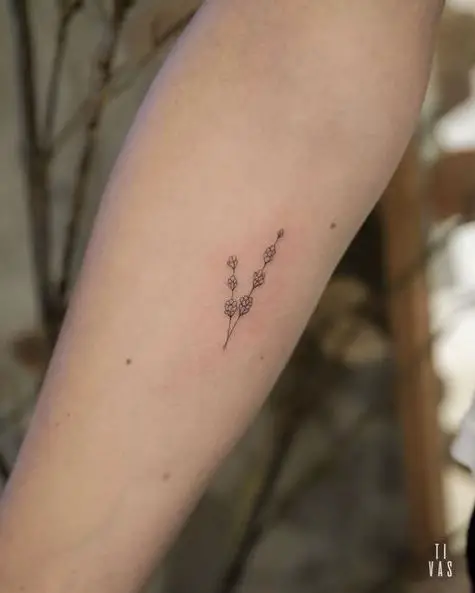 Tiny Black Lavender Tattoo