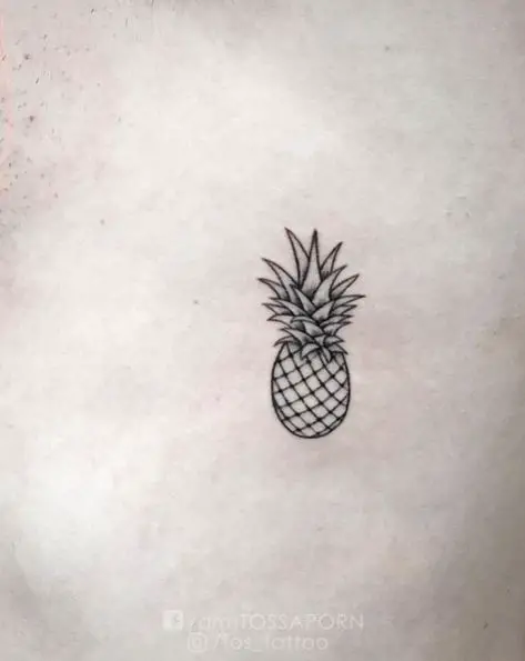 Tiny Bold Lines Pineapple Tattoo