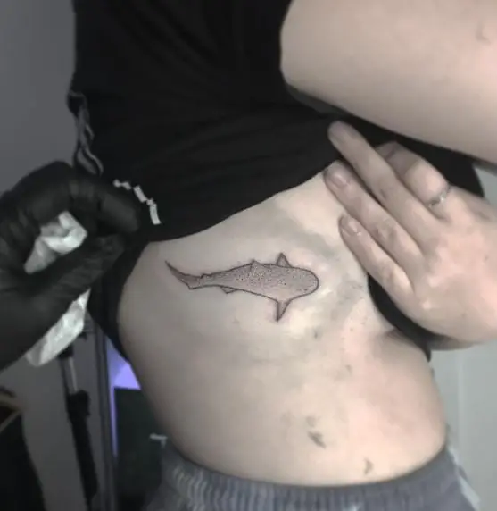 Tiny Dotted Shark Ribs Tattoo